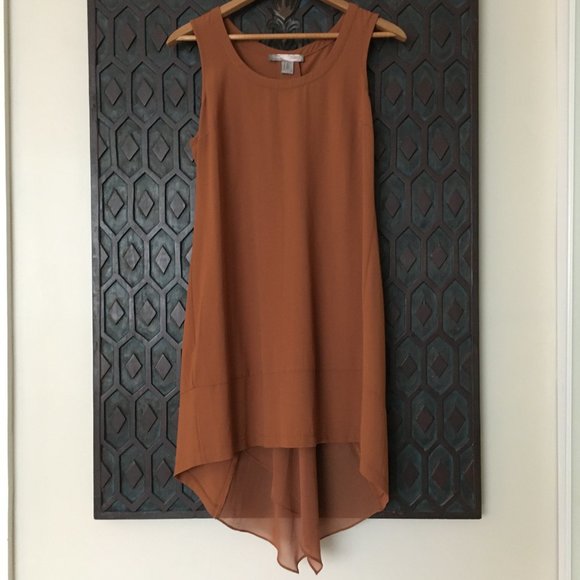 NWOT Flowy Boho Chestnut Brown High Low Dress - Picture 2 of 16